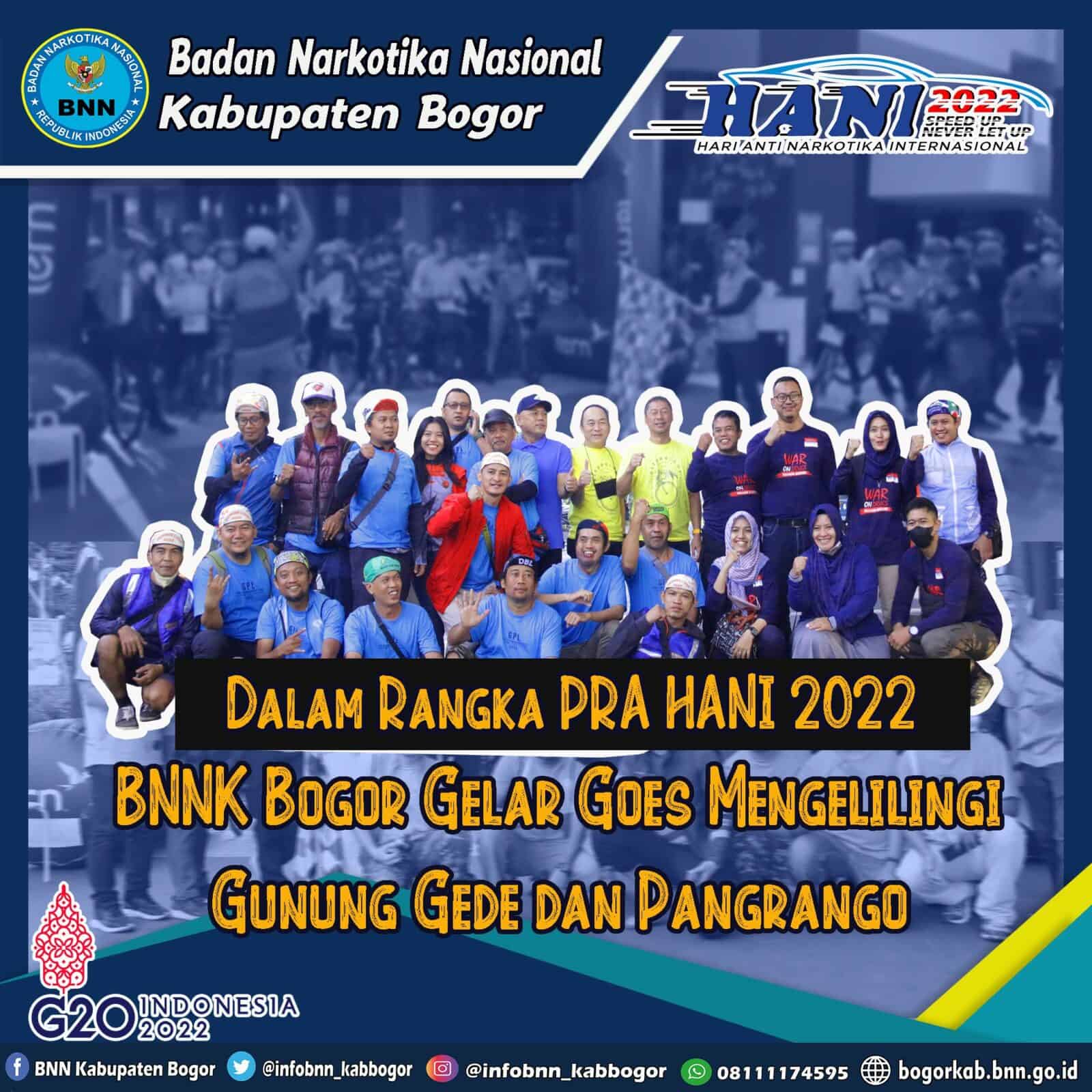 Dalam Rangka Pra HANI 2022 BNNK Bogor Gelar Goes Mengelilingi Gunung Gede dan Pangrango