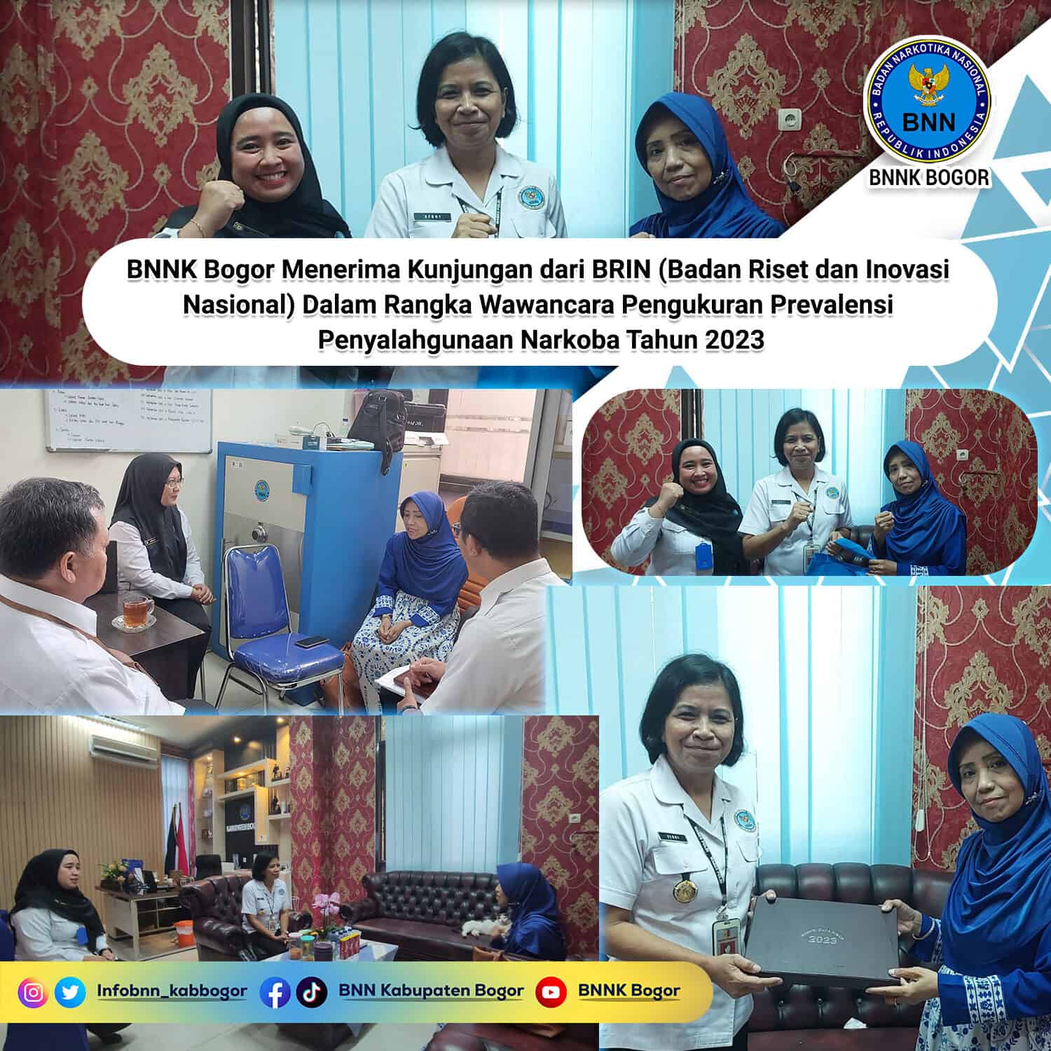 BNNK Bogor Menerima Kunjungan dari BRIN (Badan Riset dan Inovasi Nasional) dalam rangka Wawancara Pngukuran Prevalensi Penyalahgunaan Narkoba Tahun 2023.